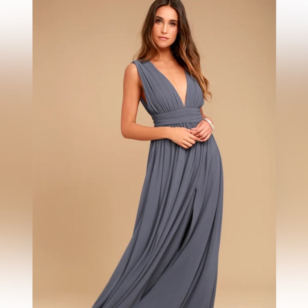 Lulu's Slate Blue Maxi Dress